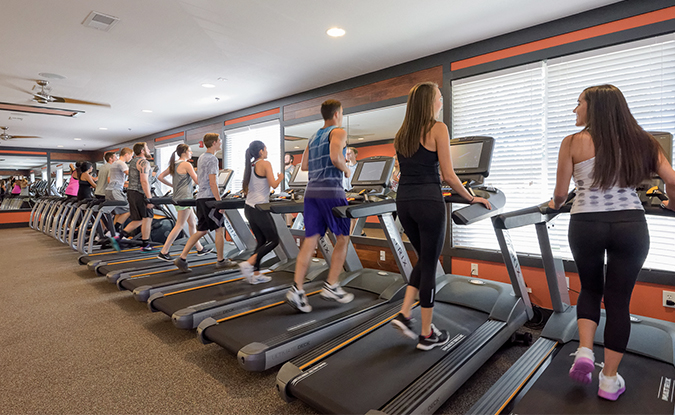 People exercising on treadmills