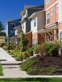 Row of student housing buildings